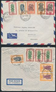1948/1960 Lot of 48 airmail letters with “MASQUES” postage to Belgium, Switzerland, Sweden, France, Czechoslovakia, etc., including registered letters and multiple postage stamps; very fine/fine/to be checked