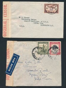 1940/91945 A fine lot of 20 censored letters, mainly addressed to the U.S., with various postage stamps; very fine/fine/to be checked