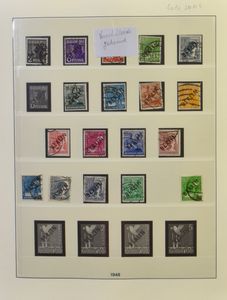 1949/1989 Vrij volledige verzameling in Lindner album, waarbij kleine waarden met zwarte opdruk (12x met keur), rode opdruk (13x met keur Schlegel, 2 Mark niet gekeurd), UPU, Goethe, enz., overwegend zeer mooi gestempeld, zm (Mi. +€6.000)