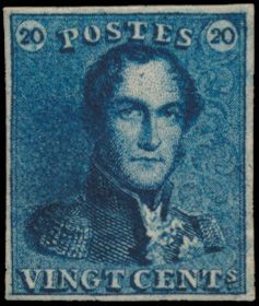 STES RP021 (Balasse 2 E5), herdruk van 1866, kleur Bleu Ardoise, dik papier, (certificaat Balasse N° 4563, 28 september 1989), index-3, zm