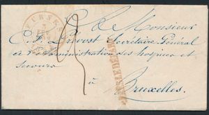 1854, brief met inhoud, vanuit Furnes, dd. 3/2/1854, naar Bruxelles, 