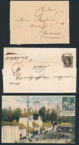 Verzameling van een 100-tal documenten in album, alle periodes, enkel stempels, leuke samenstelling, zm