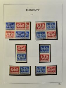 1945/1948 Verzameling Zones in 2 albums met o.a. Goethe blok, zm