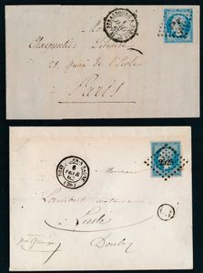 1855/1953 verzameling 94 brieven diverse bestemmingen en frankeringen in ringklasseur, zm/m