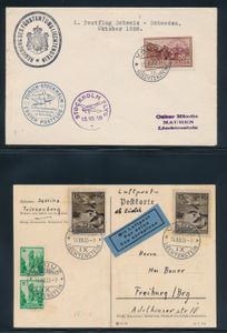Mooie samenstelling van 10 luchtpostbrieven, meest jaren '30, w.o. goede frankeringen, zm