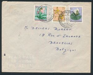 1953/1960 Lot of 25 letters with “Flore du Congo” postage, including airmail, registered letters, etc., very fine/to be checked