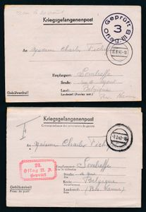 1940/1944 Samenstelling 74 poststukken uit Oflag, w.o. controle, censuur, terugzending, zm/m