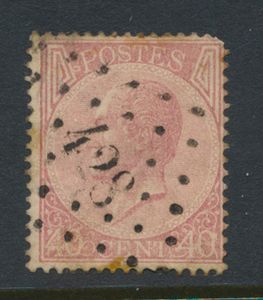 N° 20A, zegel iets onfris, met afstempeling Pt.428-Namur (Station), zm/m (COBA €60)