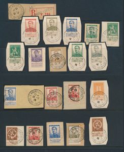 N° 108/121, 20 ex., alle op fragment, met mooie stempel 