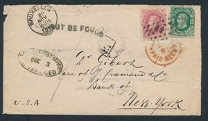 N° 30 en 34, op brief vanuit Brussel met Pt.60 afstempeling, naar New York (Verenigde Staten), met nevenstempel 