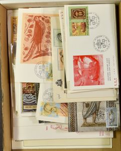 1959/1990 Samenstelling 109 FDC of MK diverse thema's, kunst, geschiedenis, archeologie, w.o. enkele San Marino, zm