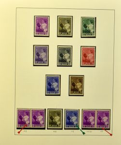 Uitzonderlijke verzameling in 2 Lindner albums, waarbij ongetand, **, MV, MK, HK, brieven, variëteiten, zm/m