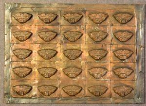 3 drukplaten (koperlegering op lood) van de reeks uit 1902-14, zm