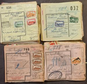 1950/1951 Samenstelling 1000 postcolli, waarbij veel verschillende stationstempels, frankeringen, militaire colli, zm/m
