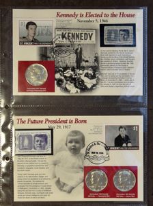 J. F. Kennedy, zeer uitgebreide verzameling met FDC's, zegels, blokken, GK, herdenkingsmunten/penningen, medailles, zilveren munten, poststukken, extra documentatie, zm