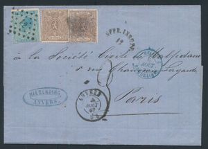 N° 18 en 25 (2x), op brief vanuit Brussel, naar Parijs (Frankrijk), met 