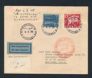 13 luchtpostbrieven, w.o. Zeppelin, speciale vluchten, w.o. Haïti en Zweden, zm