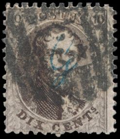 N° G14, plaat II, positie 259, maar in opdruk blauw, ex. Vertommen, liefhebbers prijs, zm