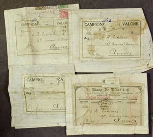 1921, 4 aangetekende monsterzakjes van Catania naar Anvers, zm/m/ntz