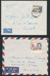 1954/1960 Lot of 12 letters with franked postage stamps featuring “Kivu Fair,” “Royal Tour,” “CCTA,” etc., including 2 aerograms, very fine/to be checked