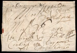 1726 Voorloper met inhoud, vanuit Gand, dd. 5 oktober 1726, naar Brugge, verschillende manuscripten aanwezig, 