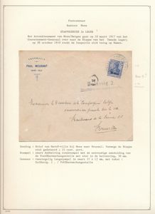Postcensuur, Etappe gebied 2e (3 brieven) en 4e leger (19 poststukken). 2e leger (op 10 maart 1917 gaat het arrondissement Bergen op in 2e Leger), 4e leger (omvat provincies Oost- en West-Vlaanderen, behalve de kuststrook, achter het front aan de IJzer), prachtige samenstelling op bladen met beschrijving van de brieven, zm 