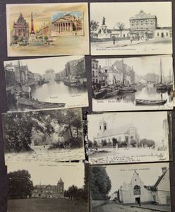 Brussel en randgemeenten, oude kaarten, w.o. een reeks Militair Hospitaal, enkele expo 1935, enz. (520 stuks)