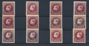 N° 290A/92B Samenstelling van diverse kleuren van de 50fr. en 100fr., alle Mechelse druk, zm/ntz