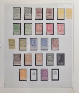1851/1935 Verzameling in Lindner album, nog zeer goed gevuld in wisselende kwaliteit, Fijne- en Brede Baard, 84/107, 108/22, 150/63, 165/78, 190/210, 221/33, BL 1, 258A/66AA, 266 A/K, 289/91 + Mechelse druk, BL 3, 342/50, 374 A/K (meeste vals), 363/74, 377/83, enz., zm/m/ntz