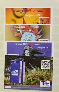 TBC port, uitgebreide verzameling in 3 insteekboeken, w.o. reeksen, brieven, kaarten, zm