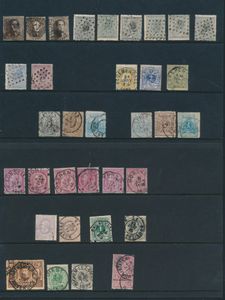 Lotje klassiek vanaf N° 1 tot aan Pellens, niet alle zegels aanwezig, enkele betere afstempelingen (Bloemendael, Leuze, Sichem, Diest, enz.), 98 ex. zm/m/ntz