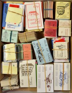 Voorraadboekjes Kanaaleilanden, w.o. Jersey (113 stuks), Guernsey (153 stuks), Isle of Man (68 stuks), zm/m