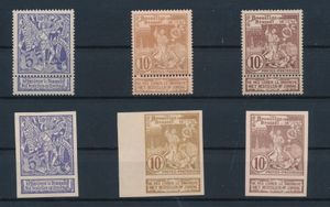 N° 71/73 Set getand en ongetand, zonder gom *, zm (OBP €85)