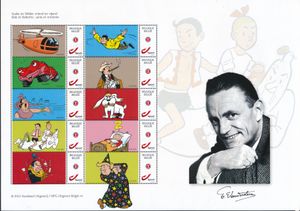 2013 Willy Vandersteen, 30 duostamps op bladen met handtekening (20x Suske & Wiske), 1 blad beschadigd aan rand, zm (Frankeerwaarde: €48,90)