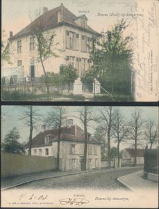 Deurne, Hermans, gekleurde straatzichten w.o. doolhof en pastorij (4 stuks)