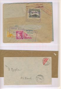 1915/1938, 5 poststukken met halve frankeringen, w.o. Zuid-Afrika, overige Bolivia (3x) en Nicaragua, zm/m