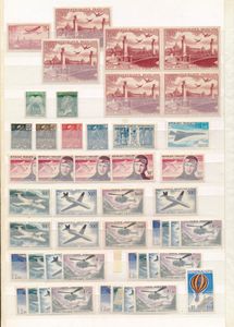 1929/1980 Mooie samenstelling dubbels, etc. op insteekbladen met o.a. luchtpost, zm/m/ntz