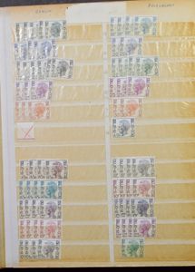 Samenstelling diverse uitgiften en periodes in 2 insteekboeken, 2 Buzin-boekjes met zegels, enkele catalogi en naslagwerken (ook wat Noorwegen aanwezig), zm/m/ntz