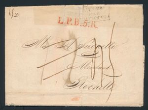 1820 Voorloper met inhoud, vanuit Boston (Amerika), dd. 2 october 1820, naar Rochelle, via Nederland (op keerzijde in cursief rood gedrukt 