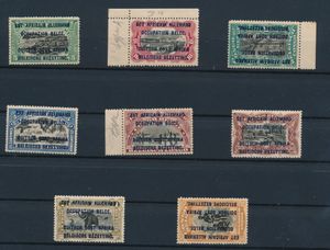 N° 28/35, 1915 bilingual Mols set with occupation overprint, in immaculate condition, including 3 values with sheet margins, very fine (OBP €93, ** = 150%, i.e. €233)