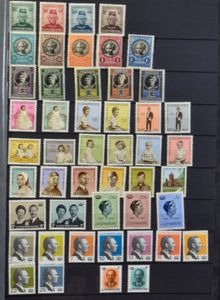 Samenstelling diverse landen in insteekboek, w.o. Monaco, Luxemburg, Spanje, Commonwealth, Canada, Italië, thema, Scandinavië, zm