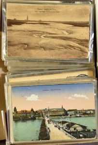 W.O. I, afstempelingen op oude zichtkaarten, legerafdelingen, Etappen, censuur, enz. (+/-150 stuks)