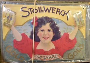 Stollwerk bilder leeg album (behoorlijke staat) + Emaille reclameplaat (namaak)