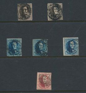 N° 3 (2x), 4 (3x) en 5, alle volrandig (twee ex. kort), platingmateriaal, zm/m (OBP €1.015)