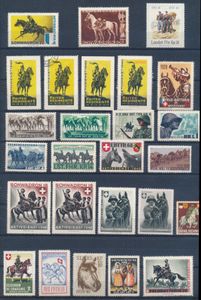 1939/1941 Soldatenzegels, samenstelling van 57 zegels, alle met paarden, w.o. dubbels, zm