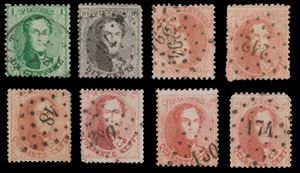 N° 13/16, meerdere tandingen, mooie afstempelingen, voor de specialist, zm (Hoge cataloguswaarde)