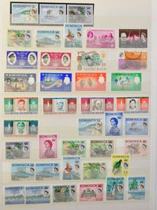 Samenstelling diverse landen in 5 insteekboeken, waarbij Dominica, Virgin Islands, Mauritius, Maldiven, Australië, Newfoundland, Nawry, Falklands, Christmas, Salomon, Tonga, Gilbert and Ellice, Kiribati, enz., zm/m/ntz