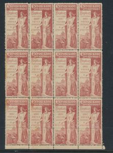 Expo Brussel / Tervuren 1897, samenstelling 63 vignetten, w.o. veldelen van 12, 15 en 21 stuks, m/ntz