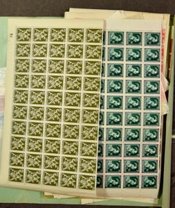 1942/1945 Stockrestant, vellen en veldelen, w.o. n° 684, 688, 696, etc. + BL 17, zm/ntz