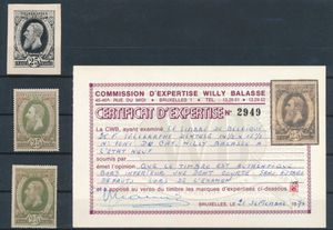 TG 10A + TG 10 en typografische proef STES 0067 (Rating 1), TG 10 zeldzame tanding 14,50 x 15,50, met fotocertificaat, enkele korte tandjes, alle getekend Balasse, TG 10A zwarte scharnier, TG 10 **, zm/m/ntz (OBP €1.400)